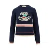Valentino 'atelier Crew Neck Knitwear With Ribbed Hem And Cuffs' In Blue