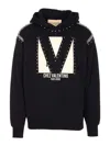 Valentino Crystal Embellished Hoodie With Embroidered Graphic In Black