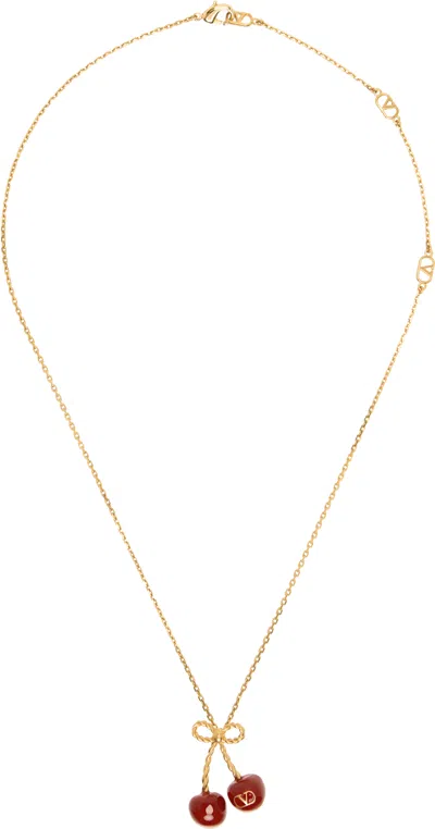 Valentino Garavani Chez Valentino Cherryfic Pendant Necklace In Gold