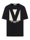 Valentino Cotton Crew Neck T-shirt Drop Shoulder In Black
