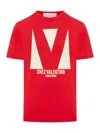 Valentino Crewneck Graphic Print T-shirt Logo In Red