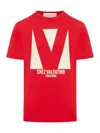 Valentino Crewneck Graphic Print T-shirt Logo In Red