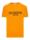 Valentino Cotton T-shirt With Chez Print In Yellow & Orange