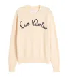 Valentino Beige Embroidered Wool Sweater In Blue