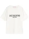 Valentino Cotton Slogan Print Drop Shoulder T-shirt In White