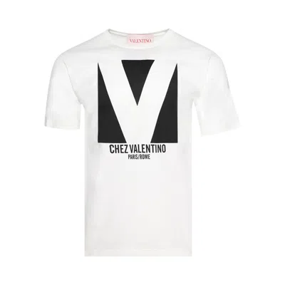 Pre-owned Valentino Chez  Print T-shirt 'avorio' | White | Men's Size Xxl