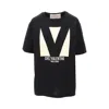 Valentino Cotton Crew Neck T-shirt Drop Shoulder In Black