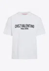 Valentino Cotton Crew Neck T-shirt With Graphic Print In Ivory