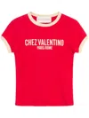 Valentino Crew Neck Cotton Jersey T-shirt With Contrasting Trims In Red