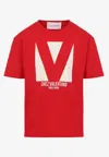 Valentino Crewneck Graphic Print T-shirt Logo In Red
