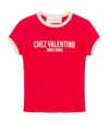 Valentino Crew Neck Cotton Jersey T-shirt With Contrasting Trims In Red