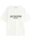 Valentino Cotton Slogan Print Drop Shoulder T-shirt In White