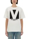 Valentino Crewneck Graphic Print Ribbed Short-sleeve Cotton Jersey In White