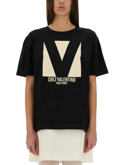 Valentino Chez  Print Tshirt In Black