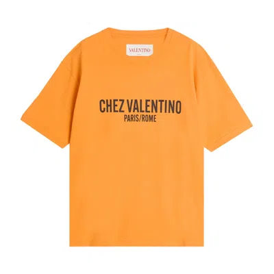 Pre-owned Valentino Chez  Printed Crewneck T-shirt 'arancio' | Orange | Men's Size L