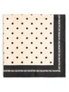 Valentino Polka Dot Logo-print Silk Scarf In Neutrals