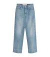 Valentino Womens Medium Blue Denim Faded-wash Straight-leg Denim Jeans In Blue