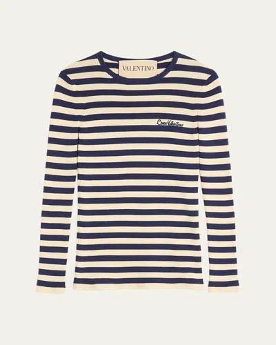 VALENTINO CHEZ VALENTINO STRIPED KNIT LONG-SLEEVE TOP