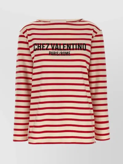 VALENTINO 'CHEZ VALENTINO' STRIPED LONG SLEEVE CREW NECK
