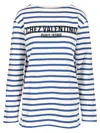 Valentino Cotton Long Sleeve T-shirt With Print In Blue