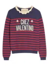 Valentino Knitwear Sweater Asymmetric Neck Design In Blue