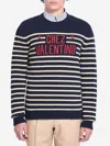Valentino Garavani Crewneck Sweater With Bold Jacquard Motif In Black