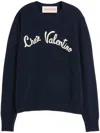 Valentino Logo-embroidered Wool Jumper In Blue