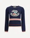 Valentino 'atelier Crew Neck Knitwear With Ribbed Hem And Cuffs' In Blue