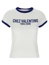 Valentino Womens Regular-fit Brand-print Cotton-jersey T-shirt Avorio Blu Elettrico