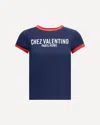 Valentino Fitted Cotton T-shirt Crew Neck In Blue