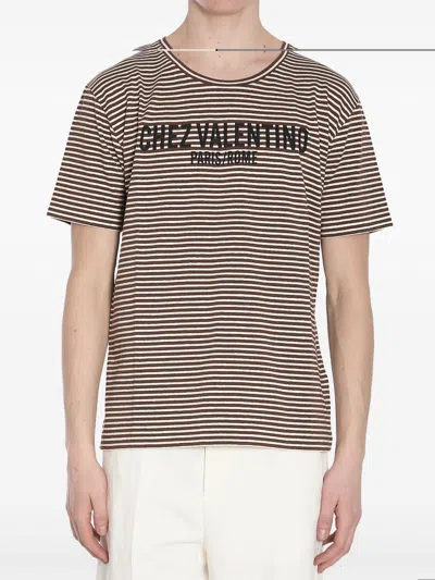 Tシャツ・カットソー VALENTINO GARAVANI Embroidered Stretch Linen Blend T-Shirt Valentino Garavani Men Embroidered Stretch Linen Blend T