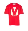 Valentino Crewneck Graphic Print T-shirt Logo In Red