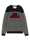 Valentino Garavani Crewneck Sweater With Bold Jacquard Motif In Blue
