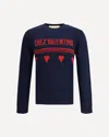 Valentino Wool Sweater Heart Motif In Blue