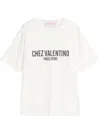 Valentino Cotton Slogan Print Drop Shoulder T-shirt In White