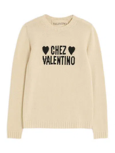 Valentino Chez  Wool Sweater In Sand