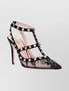 Valentino Rockstud 100 Lace And Suede Pumps In Black
