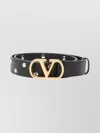 Valentino Chic Studded Belt Gold-tone Buckle In Black