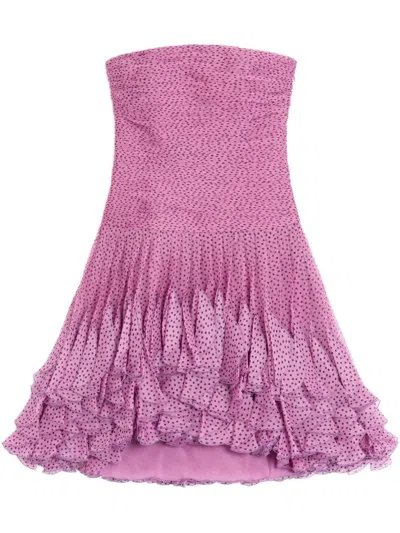 Valentino Chiffon Asymmetric Dress In Rose Pure Dew