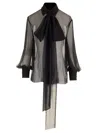 Valentino Georgette Shirt With Maxi Lavall In Black