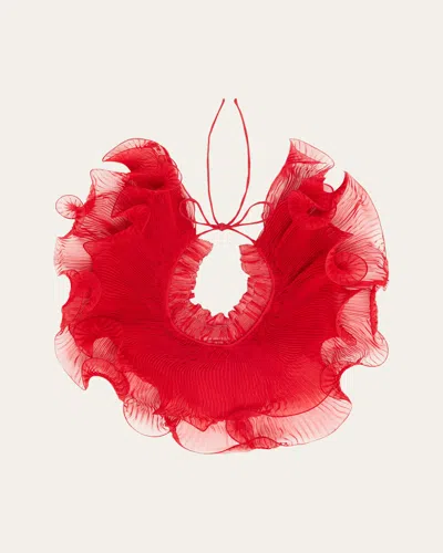 Valentino Garavani Chiffon Ruffle Collar In Dark Red