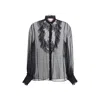 Valentino Silk Chiffon Blouse With Lace And Ruffles Trim