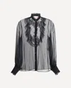 Valentino Black Silk Georgette Shirt With Lace Insert