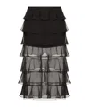 Valentino Semi-sheer Chiffon Midi Tiered Skirt In Black