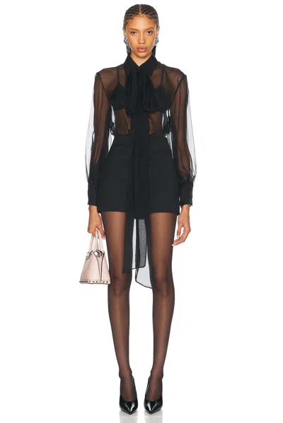 Valentino Silk-chiffon, Wool-blend And Lace Mini Dress In Black