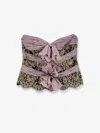 Valentino Strapless Chiffon Top With Lace And Ruffles In Multi