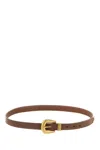 Valentino Leather Belt With Adjustable Length And Gold-tone Buckle In Brown
