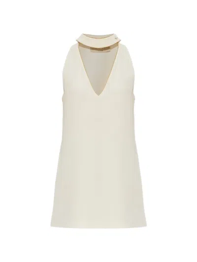 Valentino Choker-neck Silk Blouse In Neutral