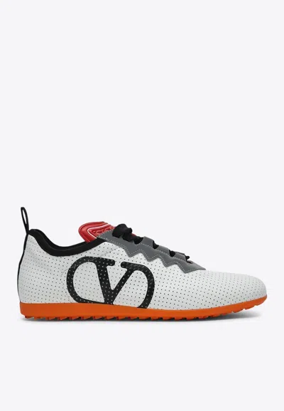 VALENTINO GARAVANI CHROMATHON LOW-TOP SNEAKERS IN PERFORATED LEATHER