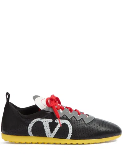 Valentino Garavani Perforated Nappa Leather Chromathon Sneakers In Black